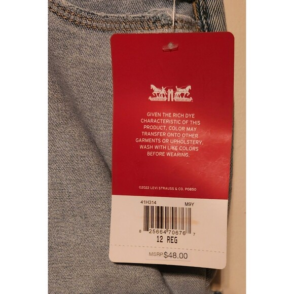 Levi's Youth Girls Denim Overalls Shortalls Button Front Size 12 Reg - Picture 5 of 9